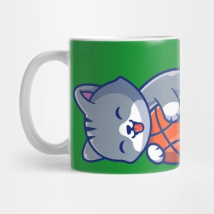 Cute Cat Playing Ball Cartoon (3) Mug